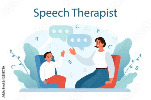 Speech therapist concept. Didactic correction and treatment idea.