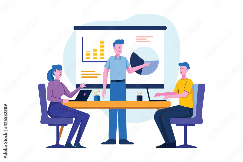 Flat design people on business training illustrated