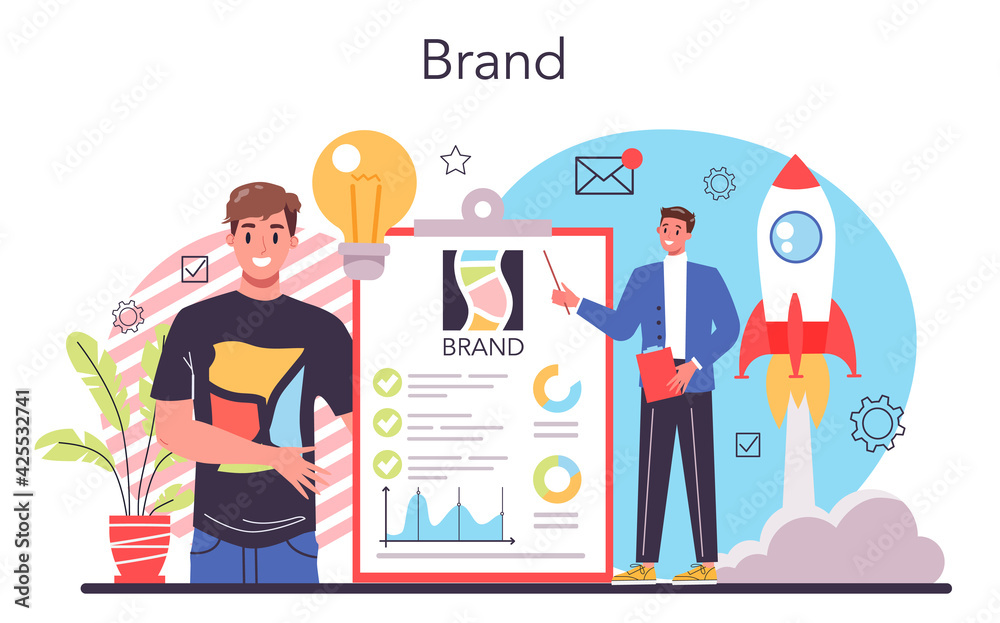 Brand concept. Marketing strategy and unique design of a company