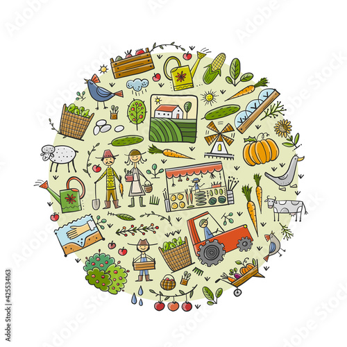 Organic Farm Background For your Design. Harvest Festival. Agriculture collec...