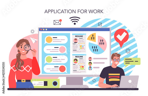 Headhunting online service or platform. Idea of business recruitment