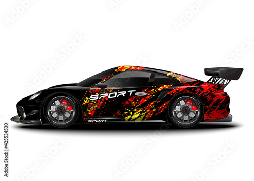 Abstract background racing sport car for wrap decal sticker design and vehicle livery
