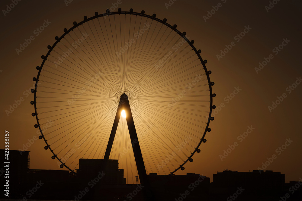 Dubai Eye Ferris wheel at sunset