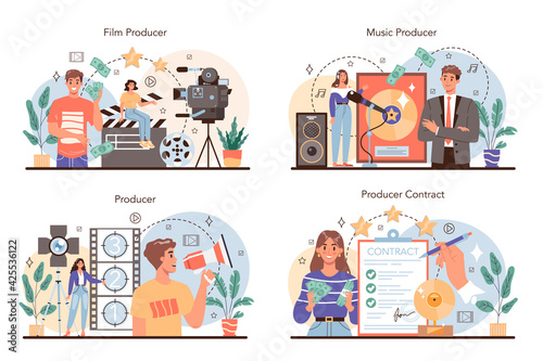 Producer concept set. Film and music production, entertainment