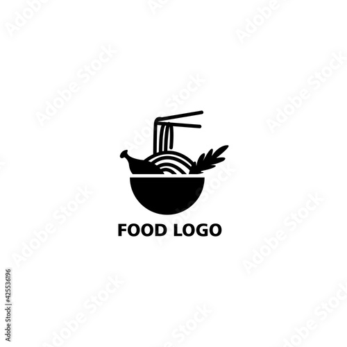 Chicken noodle logo design vector illustration