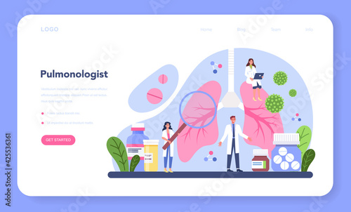 Pulmonologist web banner or landing page. Idea of health