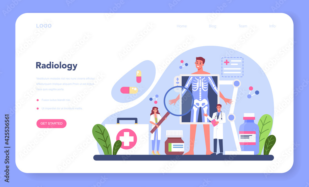 Radiology web banner or landing page. Idea of health care and disease