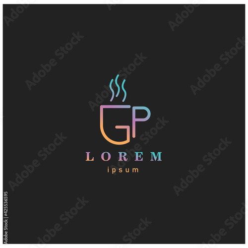 letter GP logo color line design illustration vector