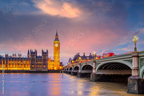 London city skyline with Big Ben and Houses of Parliament  cityscape in UK