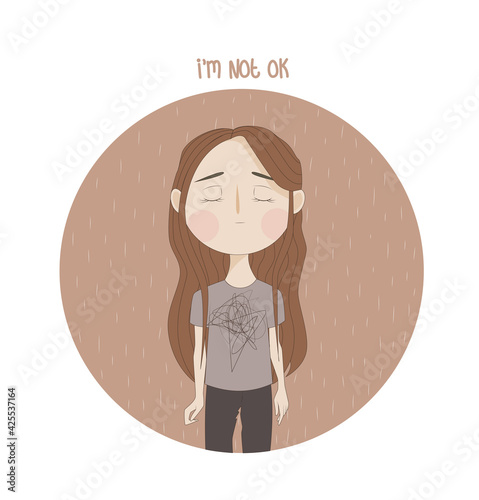 picture of a sad girl with long brown hair