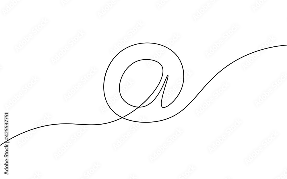 One a at sign social media notification. Black and white monochrome ...