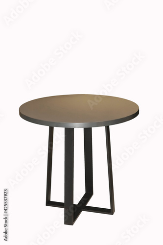 Принти на полотні Gray round loft table on a black stand on a white background