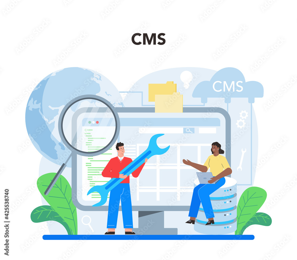 CMS. Content management system. Creation and modification of digital