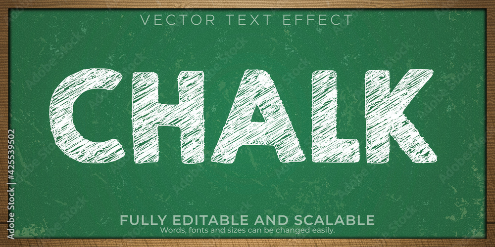 Chalk blackboard text effect, editable white and grunge text style ...