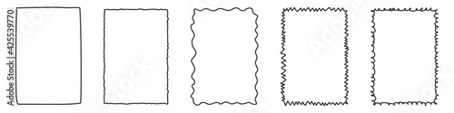 Set of hand-drawn frames isolated on white background. Doodle style. Vector illustration
