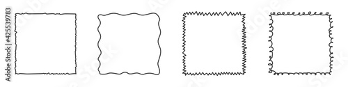 Set of hand-drawn frames isolated on white background. Doodle style. Vector illustration