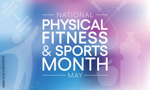 National Physical fitness and sports month observed each year in May to promote healthy lifestyles among people. vector illustration.