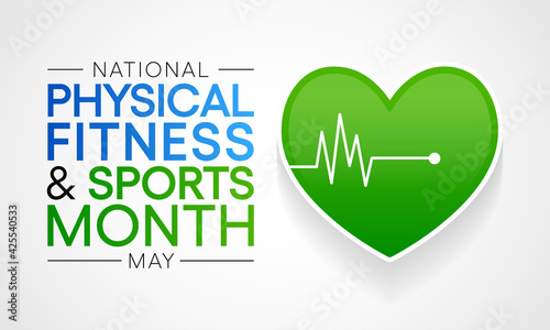 National Physical fitness and sports month observed each year in May to promote healthy lifestyles among people. vector illustration.