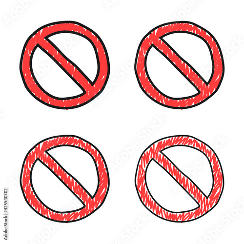 Free Download Set of hand-drawn prohibition signs isolated on white background. Doodle style. Vector illustration - GFXLoad