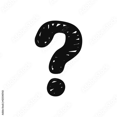 Question mark hand-drawn isolated on a white background. The concept of question or lack of awareness. Doodle style. Vector illustration.