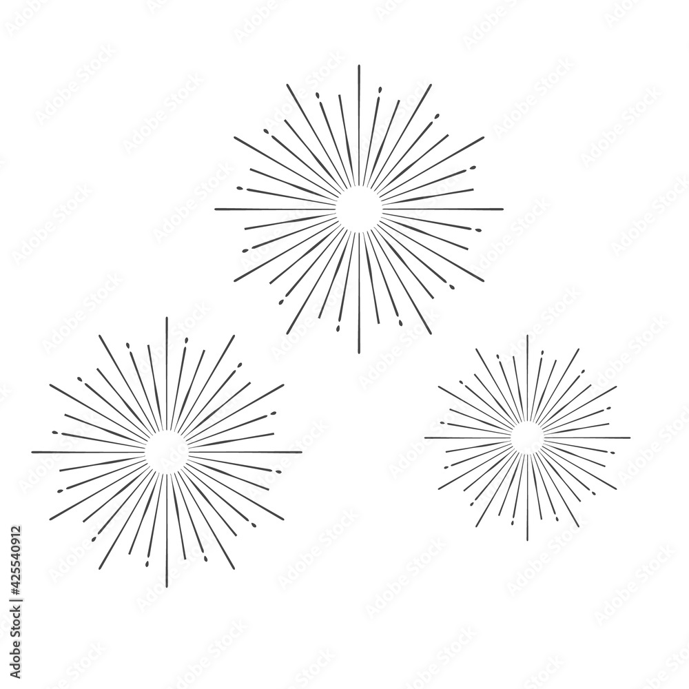 Set of Sunburst Sun Ray Vector