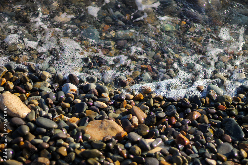 waves on the beach of the black sea.