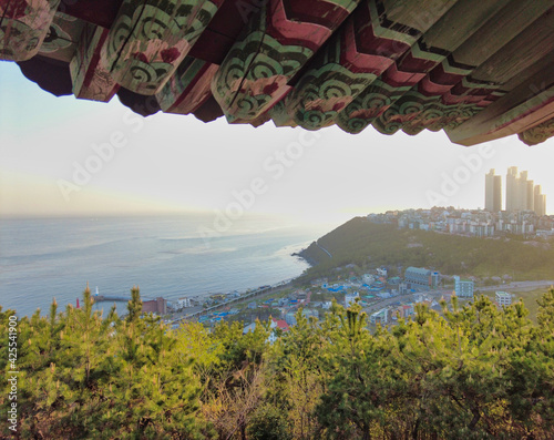 Scenery of Haemaru pavillion in haeundae, Busan, South Korea, Asia. photo