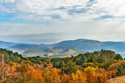 mountains and forests of crimea in an autumn day