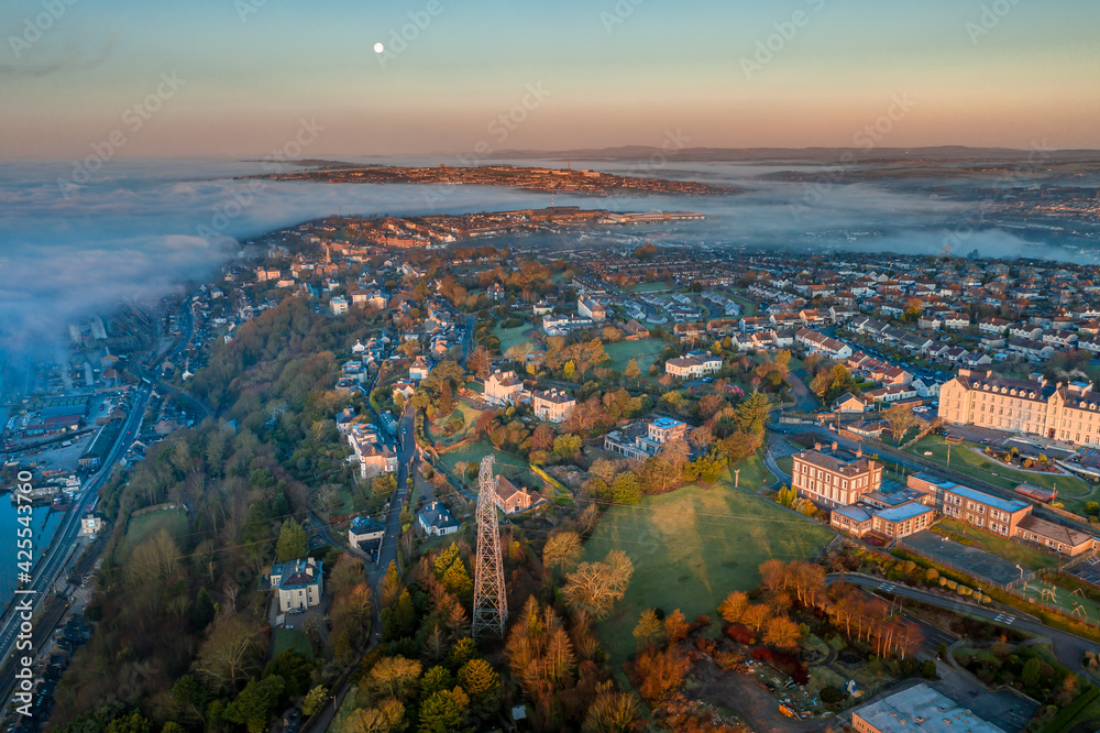 Cork City Ireland amazing scenery aerial drone view morning