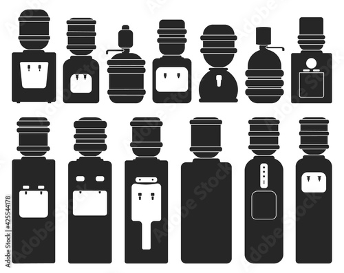 Water cooler vector black set icon. Vector illustration bottle on white background. Isolated black set icon water cooler.