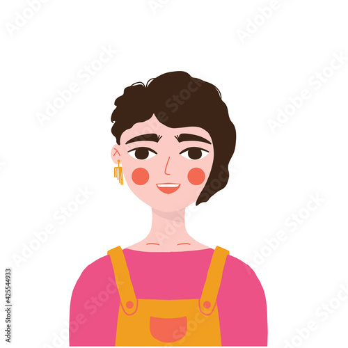 Portrait of short-haired girl. Avatar for social network. young fashion student