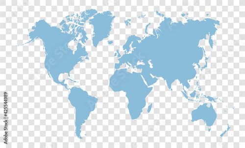 Fototapeta Naklejka Na Ścianę i Meble -  blue world map on transparent background