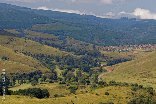 View over Robbers Pass winding road leading to Pilgrimsrest, Mpumalanga