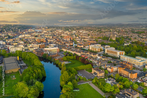 Cork City Ireland amazing scenery aerial drone view sunset 