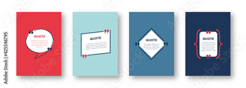 Quote box frame set. Quote box icon. Texting quote boxes. Blank A4 template quote text info design boxes quotation symbols. Creative vector banner illustration eps 10