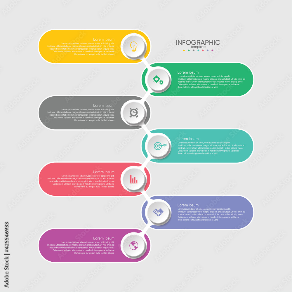 Presentation business infographic template colorful with 7 step Presentation business infographic template colorful with 7 step
