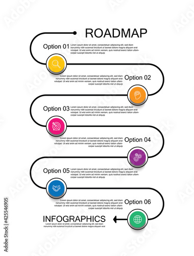 Presentation business infographic  roadmap with 6 step