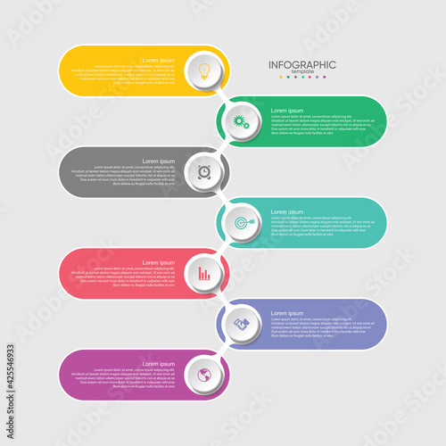 Presentation business infographic template colorful with 7 step