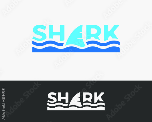 simple shark fin text logo (logotype)