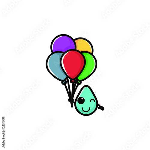 Cute Water Cartoon Character Vector Illustration Design. Outline, Cute, Funny Style. Recomended For Children Book, Cover Book, And Other.