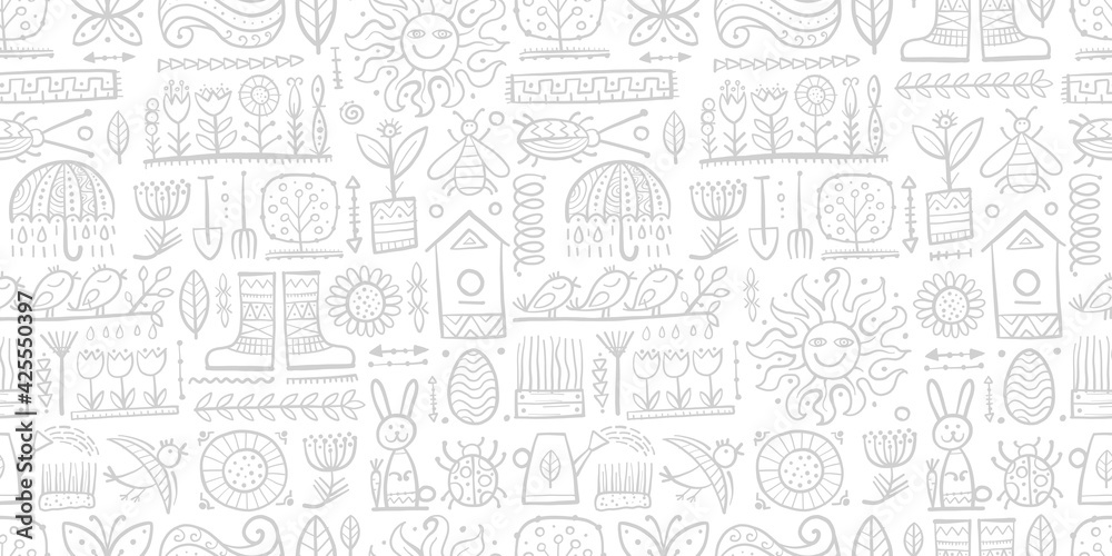 Spring and Gardening Background. Seamless Pattern for your design
