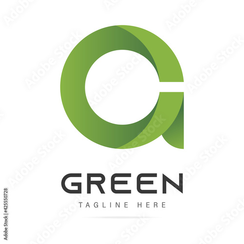 Abstract vector letter G graphic green logo with leaf,eco bio technology modern icon,isolated nature sign,symbol organic beauty cosmetic,vegetarian food,health and care product.Design business company