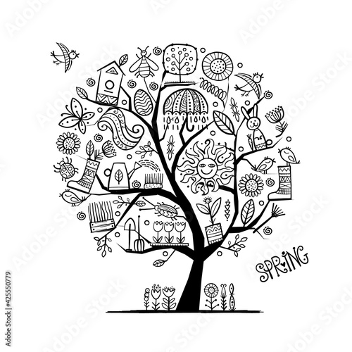 Spring Concept Tree. Gardening Art for your design. Easter Holiday
