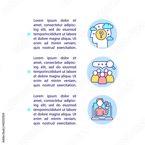Behavioral and contextual data concept line icons with text. PPT page vector template with copy space. Brochure, magazine, newsletter design element. Content analytics linear illustrations on white