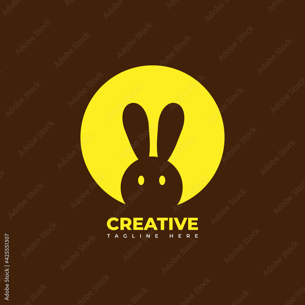 rabbit logo, brown green and yellow color. Abstract logos, design ...