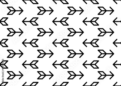 Black arrow on a white background.. Seamless texture. For gift paper and fabrics.