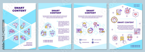 Smart content brochure template. Search marketing. Flyer, booklet, leaflet print, cover design with linear icons. Vector layouts for presentation, annual reports, advertisement pages