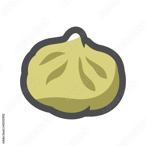 Dumpling Dough Stuffed with Minced Meat Vector icon Cartoon illustration