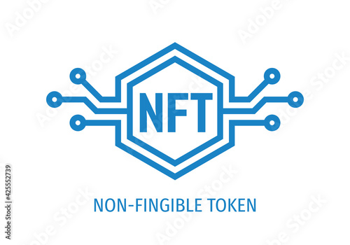 NFT icon. Non-Fingible Token concept logo design. Cryptocurrency blocknain. Digital art money. Vector illustration. 