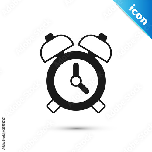 Grey Alarm clock icon isolated on white background. Wake up, get up concept. Time sign. Vector